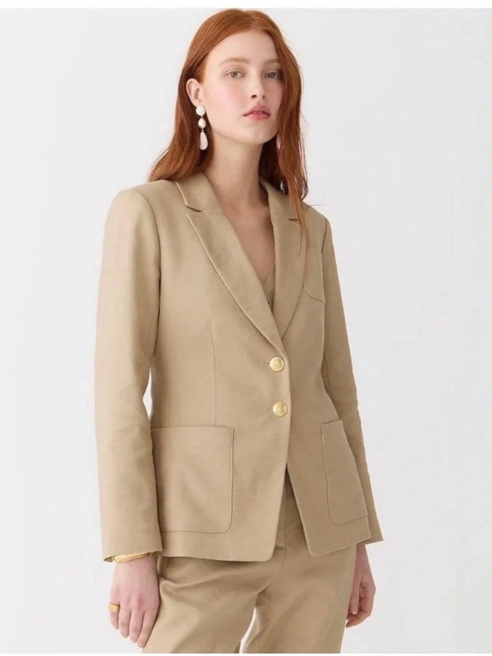 J. Crew Classic Sand Beige Blazer with Gold Buttons